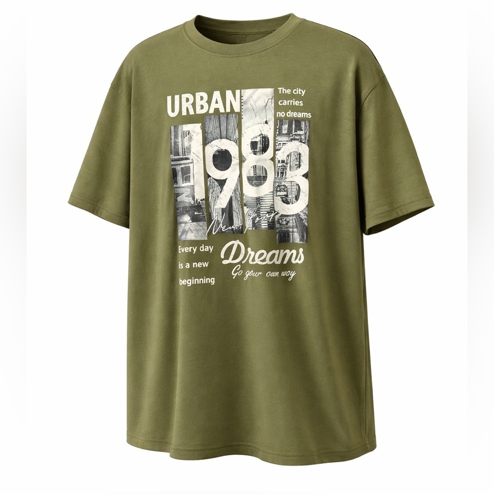 SHEIN Men's XL Green Urban New York Graphic Short Sleeved T-Shirt NIB